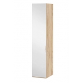 Шкаф для белья Эмбер с 1 зеркальной дверью Яблоня Беллуно, Белый глянец